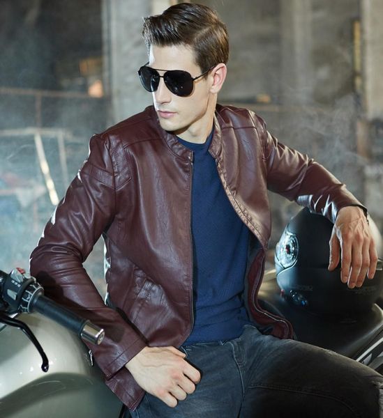 

2022 autumn and winter new mens pu fashion men slim leather jackets man casual windbreaker coats4887307, Black;brown