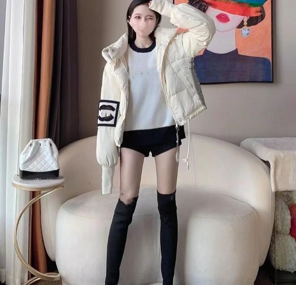 

new winter womens down coat classic letter flower print parkas elastic keep warm jackets outdoor fashion lady windbreaker coats, Black