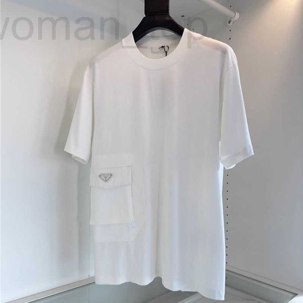 

men's polos designer correct version p family simple casual round neck short sleeve t-shirt classic triangle iron label pocket decorati, White;black