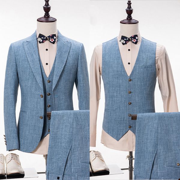 

new mens wedding suit custom made tuxedos peaked lapel jacket 3 pieces for groom terno prom evening party suits customize, Black;gray
