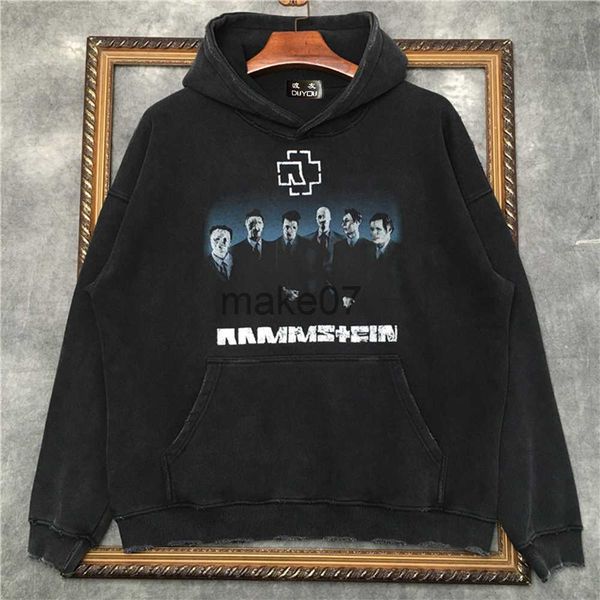 

men's hoodies sweatshirts marcelo barrett vintage edging hoodies men's 100 cotton pullover with pop band print sweatshirt men swea, Black