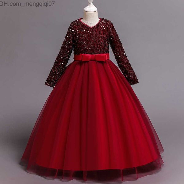 

girl's dresses girl's dresses princess mesh dress 4-14y girls' christmas winter party dress children's sequin wedding dr, Red;yellow