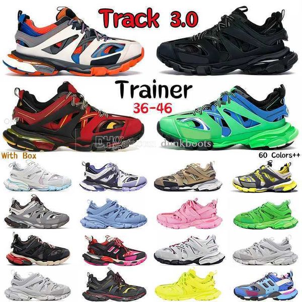 

luxury brand designer casual shoes men women track 3 3.0 triple white black sneakers tess.s. gomma leather nylon printed platform trainers