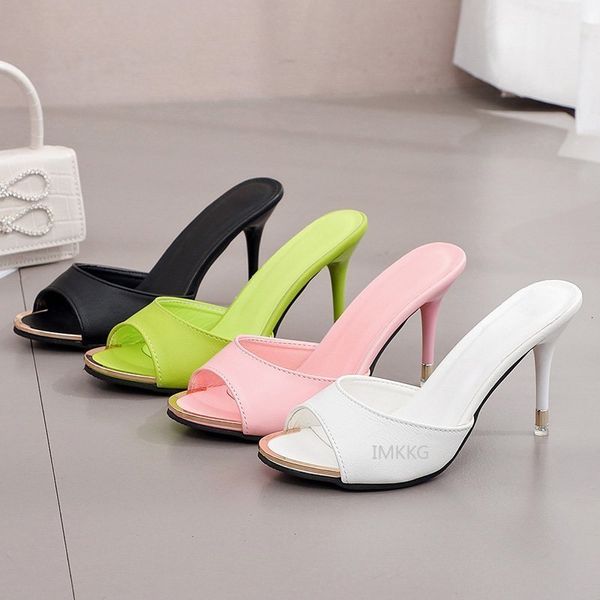 

sandals summer thin high heels sandals lady pumps classics slip on shoes women white pink wedding party shoes 230802, Black