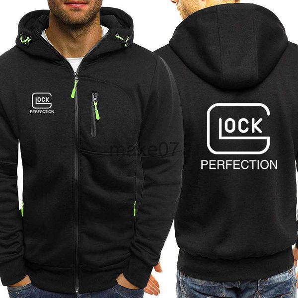 

men's hoodies sweatshirts glock perfection shooting printed new men's hoodies sweatshirts leisure cardigan hooded pullovers jacqua, Black