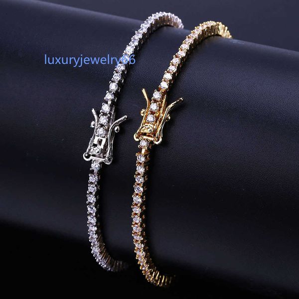 

gold-plated tennis bracelet for men and women hip-hop 2.5mm bracelets, Golden;silver