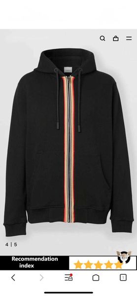 

bby zipper jacket men women hoodies tb ribbon hooded sweater burb designer hoodie pants suit mens tracksuit, Black