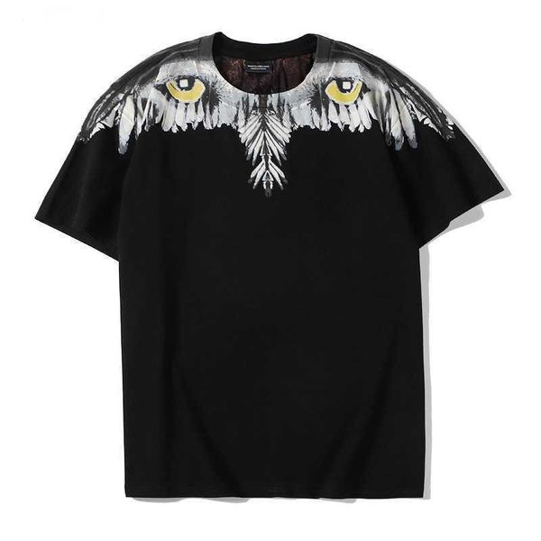 

chaopai premium eagle eye wings short sleeve cotton t-shirt unisex-16, Black;white