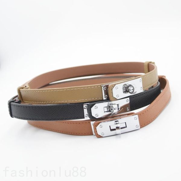 

fashion belt gold plated cintura womens belts thin soft 1.8cm width ceinture orange black brown leather belts for women designer casual busi