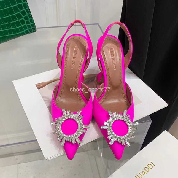 

dress amina muaddi shoes sandals satin pointed slingbacks bowtie pumps crystal-sunflower high heeled shoe10cm women's luxury designer p, Black