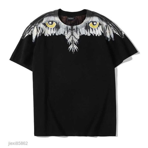 

chaopai mb premium eagle eye wings short sleeve cotton t-shirt unisex, White;black