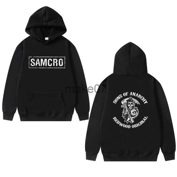 

mens hoodies sweatshirts sons of anarchy samcro double sided print streetwear men womnen harajuku brand design hoodie mens oversized hoodies, Black