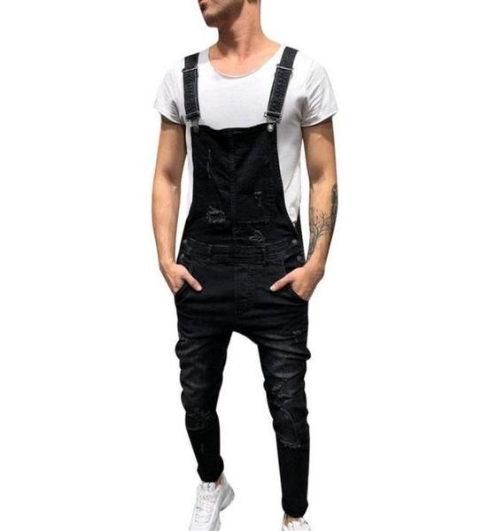 

fashion mens ripped jeans jumpsuits street distressed hole denim bib overalls for man suspender pants size mxxl20718073900, Blue