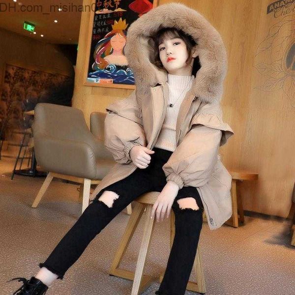 

down coat down coat 2021 brand children girl jacket thick long winter warm fashion parka hooded outerwear clothes for kids girls clothing320, Blue;gray