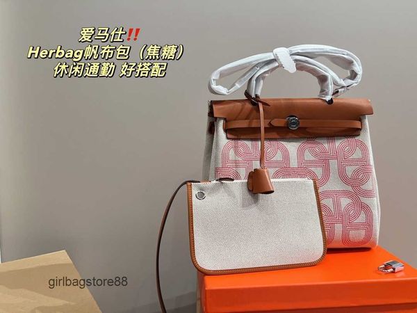 

herbag lady designer tote bag bags girl school totes canvas with cowhide large round pattern one shoulder crossbody handbag womens 570t