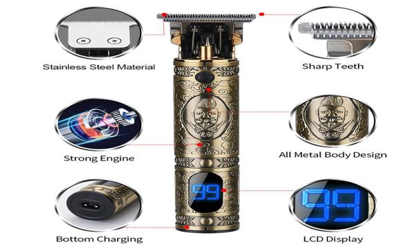 

closecutting t9 lcd display digital hair trimmer rechargeable electric clipper barbershop cordless 0mm tblade baldheaded men vs 7180046