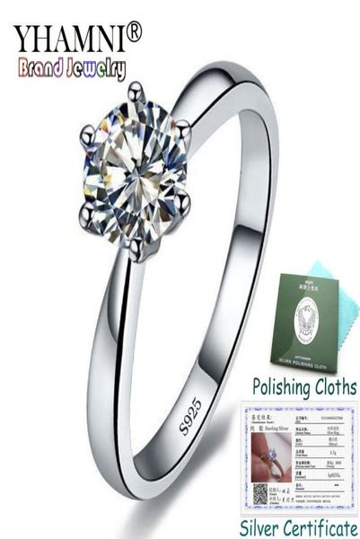 

sent certificate original 100 solid 925 sterling silver ring set 1 carat 6mm cz diamant wedding rings for women kpr0031944110, Slivery;golden