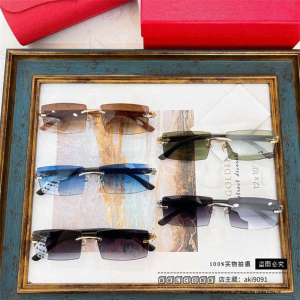 

2023 new luxury designer kajia's new frameless wooden leg wind box sunglasses female fashion ins net red sunglasses ct0272s, White;black