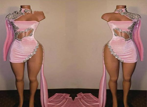 

pink velvet prom dresses for black girls mini cocktail dress mermiad birthday party gown african homecoming gowns vestido festa5155795