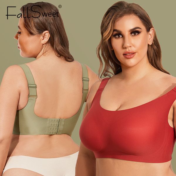 

bras fallsweet 3 pcslotplus size seamless bra wireles underwear 230803, Red;black