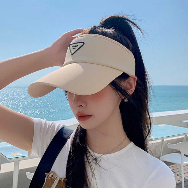 

r luxury 2023 korean version female summer sun hat outdoor protection and uv travel empty letter fashion sun, Blue;gray