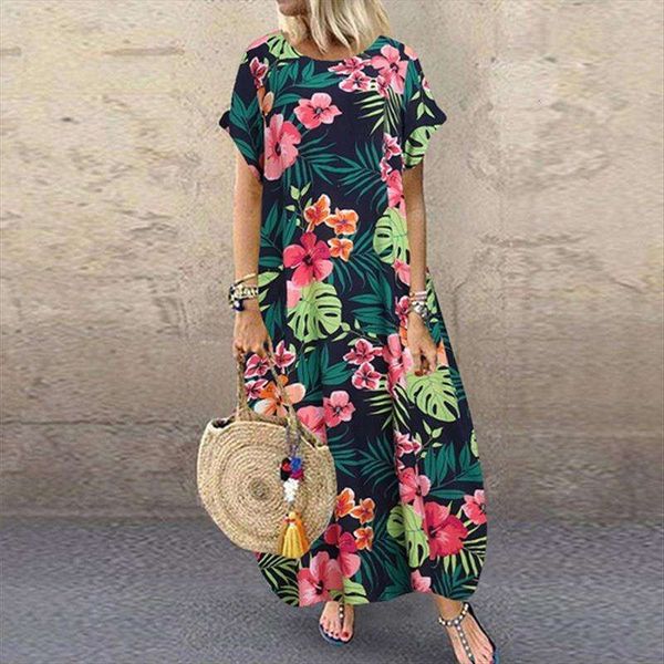 

flower print short sleeves vintage dress casual womens clothes, Black;gray