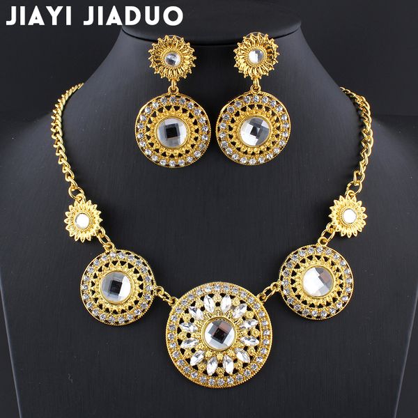 

wedding jewelry sets jiayijiaduo bridal india wedding jewelry sets for women goldsilver color necklace earrings jewellery 230803, Slivery;golden