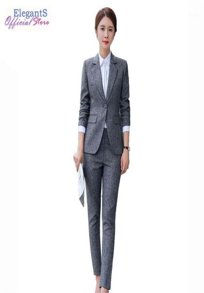 

elegant office lady formal suit women business work pant suits black blazer set female 2 pieces jacket pants trosuerrs coat18582555, White;black