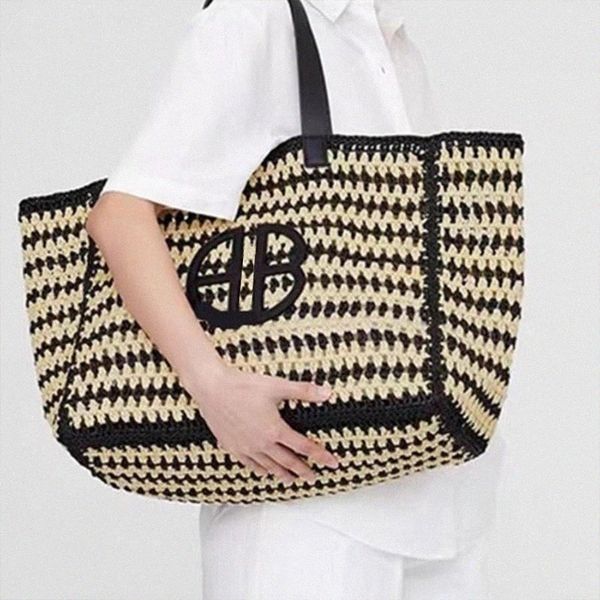 

designers shoulder bags large capacity tote bag straw woven beach bags anines shopping bag ab letters totes outdoor bags hobos fashion women