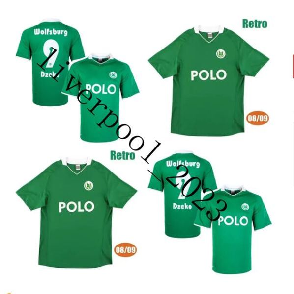 

2008 2009 vfl wolfsburg retro soccer jerseys champion brekalo roussillon weghorst guilavogui baku 08 09 dzeko men football shirt misimovic g, Black;yellow