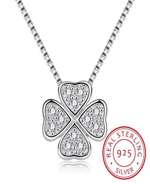 

chains real 925 sterling silver jewelry love clover necklaces amp pendants rhinestones fashion choker maxi necklace women collar6049142