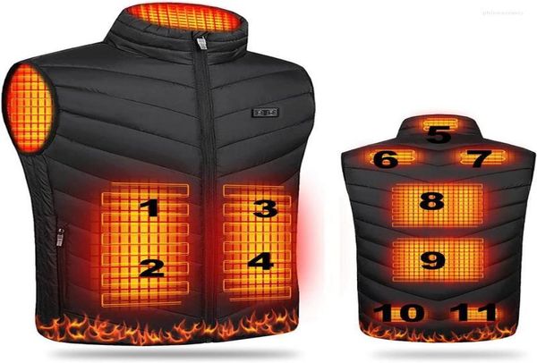 

women039s vests women autumn usb infrared 11 heating areas vest jacket men winter electric heated neutral waistcoat sports hiki7099840, Black;white