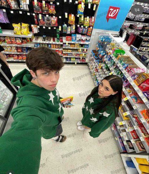 

men's hoodies sweatshirts new loose fashion harajuku y2k zipper super sweater women's star print long sleeve black zipper hoodie m