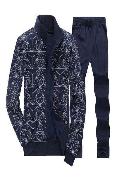 

men039s tracksuits set spring autumn new fashion print plus size track suit men jacket pant sweatsuit 2 piece set mens clothing4091499, Gray