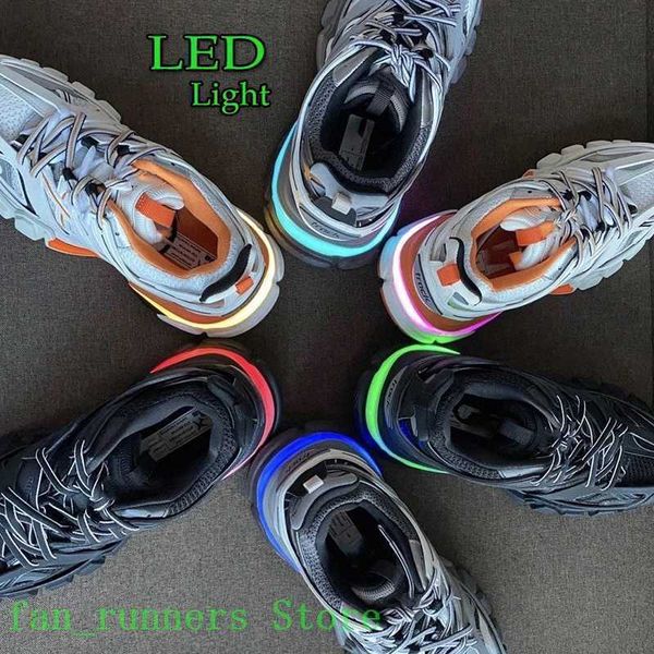 

designer casual shoe tracks 3.0 led light trainers track shoes womens mens sneaker lighted gomma leather trainer led, Black
