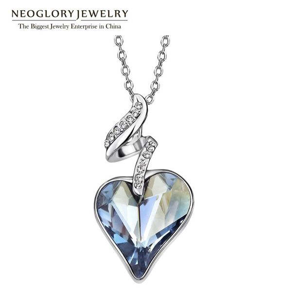 

neoglory austrian crystal rhinestones four color heart love chain necklaces pendants for women 2020 gift india jewelry js4 he1 v7584906, Silver