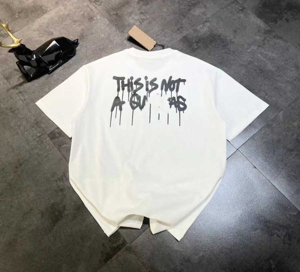 

fashion home splash ink letter printing casual loose street fashion couple short sleeve t-shirt, White