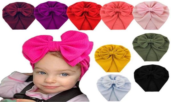 

30pcs bulk whole solid color seersucker waffle fabric turban hats baby big bowknot beanies knot bonnet caps headwear p13 7106473, Yellow