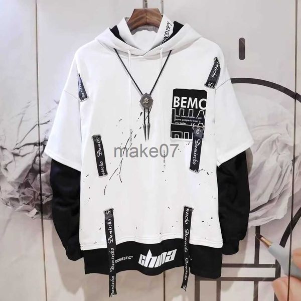 

men's hoodies sweatshirts fashion men's hoodie anime hip hop ribbons streetwear techwear men women thin clothes letter printing de, Black