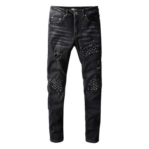 

20ss mens designer jeans distressed ripped biker slim fit motorcycle denim for men s jean mans pants pour hommes real #803, Blue