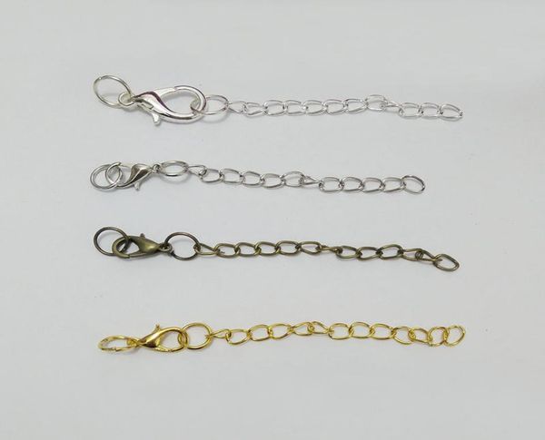 

10mm lobster claw clasps extended extension chains jump rings tail extender necklace charms decoration jewelry making finding conn3696005, Silver