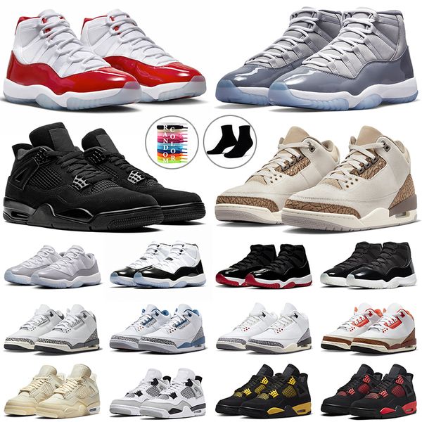 

basketball shoes 4s 11 mens trainers 4 military black cat fire cardinal red thunder 11s cherry cool grey white cement men womens sports snea