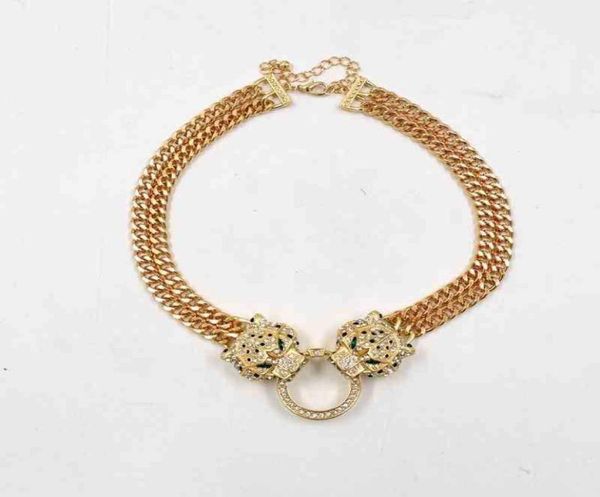

wholale jewellery luxury leopard necklace pendant fashion diamond gold cuban chain necklace1725154, Silver