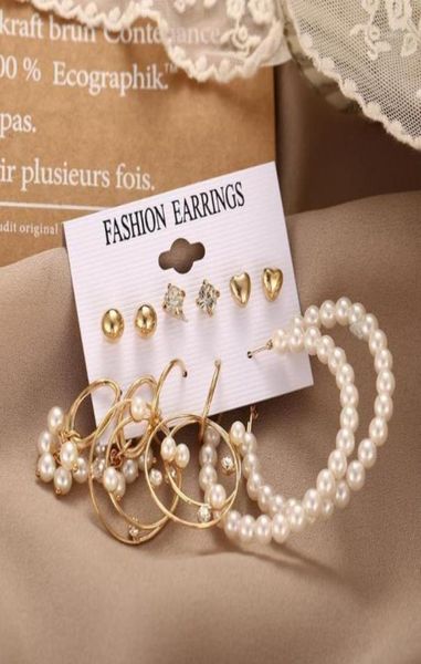 

women039s earrings set tassel pearl earrings for women bohemian fashion jewelry 2020 geometric hoop earings party133727406603822, Golden;silver