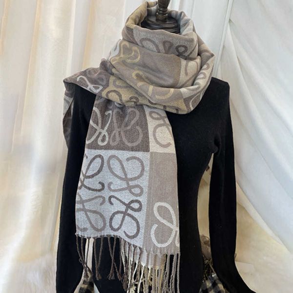 

classic designer cashmere warm scarf netizen same style jacquard checkerboard scarf autumn and winter fashion warm tassel cashmere rowe shaw, Blue;gray