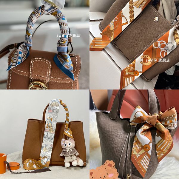 

100% silk scarf habana and mascot city of om twill silk scarf 2023 series arm bag handle silktwill mulberry silk, Blue;gray
