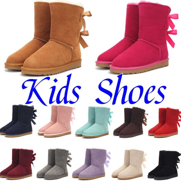 

australia classic girls bows ii bailey ugglies boots kids shoes kid shoe gs youth snow boot baby toddler wggs children infants winter warm s, Black