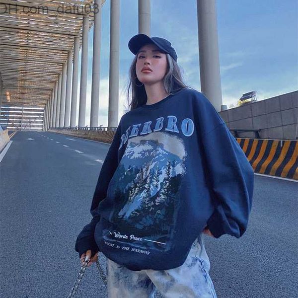 

men's hoodies sweatshirts vintage american style women's sweater korean version loose tight street hip hop jacket autumn 2021 thin, Black