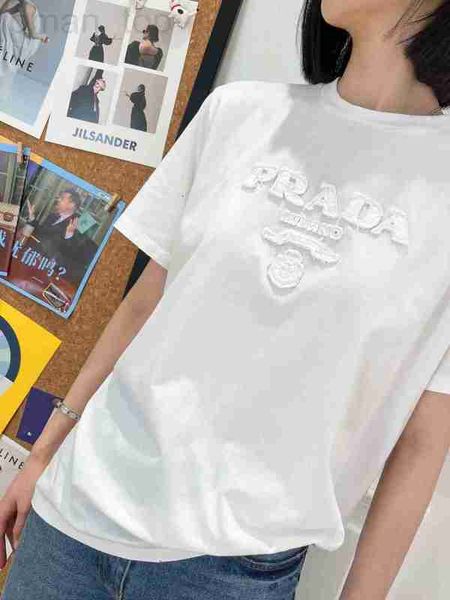 

women's t-shirt designer p family 23 summer new fashion embroidery letter simple casual versatile short sleeve t-shirt tfo3, White