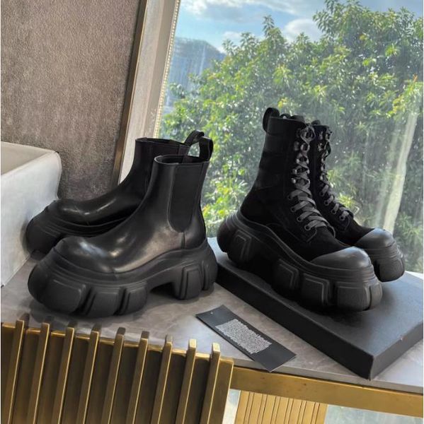 

storm boots luxury autumn and winter styles leather chelsea boots fashion designer wang women suede water table outdoors high-quality high h, Black